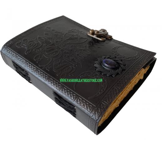 Handmade Grimoire Mythological Book Of Shadows Stoned Leather Journal Book Of Shadows 